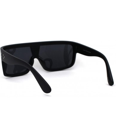 Rectangular Mens 80s Punk Oversize Shield Thick Plastic Flat Top Sunglasses - Matte Black - CY1969XAXRD $26.78