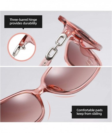 Rectangular Retro Polarized Sunglasses for Women 100% UV400 Protection Lens Driving Outdoor Eyewear - CN18ATCS8RQ $26.57