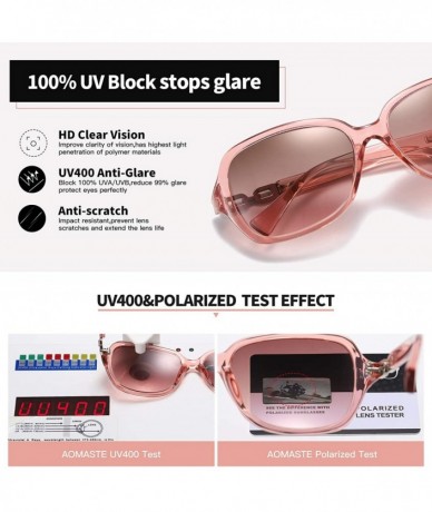 Rectangular Retro Polarized Sunglasses for Women 100% UV400 Protection Lens Driving Outdoor Eyewear - CN18ATCS8RQ $26.57