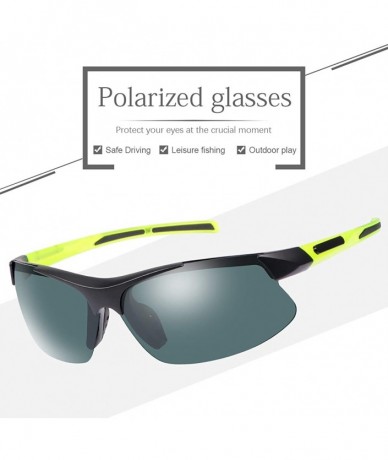 Sport Polarized Sports Sunglasses for Men Women Cycling Running Driving Glasses - Yellow Frame Black Lens - CF18YA588WG $26.11