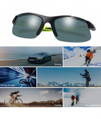 Sport Polarized Sports Sunglasses for Men Women Cycling Running Driving Glasses - Yellow Frame Black Lens - CF18YA588WG $26.11