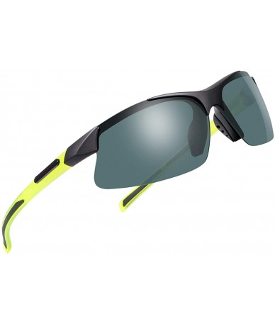 Sport Polarized Sports Sunglasses for Men Women Cycling Running Driving Glasses - Yellow Frame Black Lens - CF18YA588WG $26.11