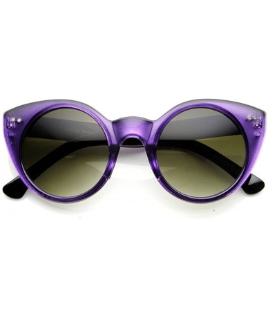 Cat Eye Womens Chic Round Circular Pointed Cat Eye Sunglasses (Purple) - C411FRR7SSP $18.28