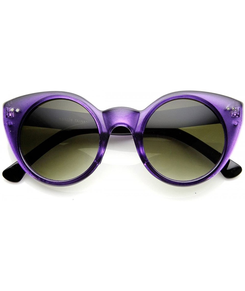 Cat Eye Womens Chic Round Circular Pointed Cat Eye Sunglasses (Purple) - C411FRR7SSP $18.28