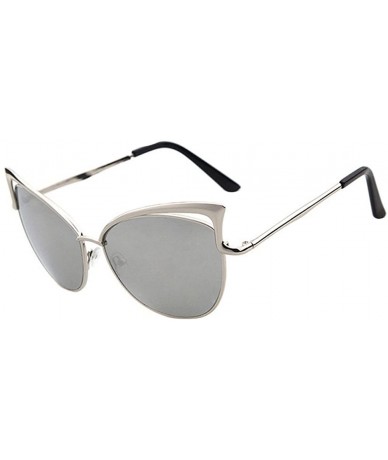 Sport Womens Mens Trendy Oversized Polarized Metal Frame Mirrored Cat Eye Sunglasses Unisex Eyewear - Silver - C018OZU605I $1...