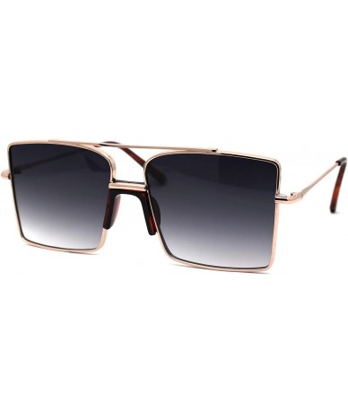 Oversized Mens Oversize Square Rectangular Double Bridge Pilots Sunglasses - Gold Tortoise Smoke - C3196IS968S $24.02