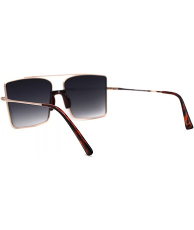 Oversized Mens Oversize Square Rectangular Double Bridge Pilots Sunglasses - Gold Tortoise Smoke - C3196IS968S $24.02