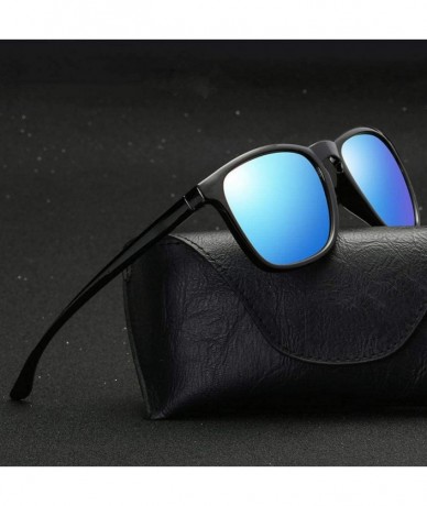 Aviator Mens Polarized Sunglasses Women Fashion Sun Glasses Blue As Picture - Matte Black - CG18YZWIDA7 $19.02