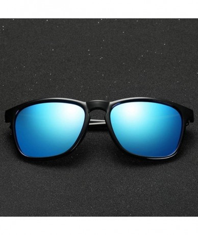 Aviator Mens Polarized Sunglasses Women Fashion Sun Glasses Blue As Picture - Matte Black - CG18YZWIDA7 $19.02