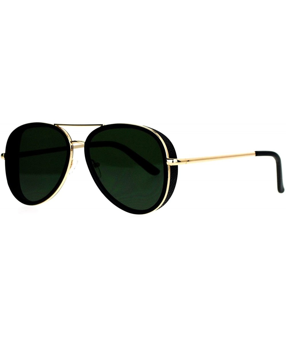 Aviator Flat Lens Aviator Sunglasses Unisex Designer Fashion Side Cover Frame - Gold Black - CF189LLIN02 $20.12