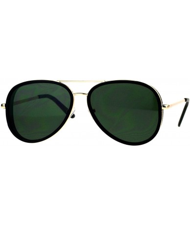 Aviator Flat Lens Aviator Sunglasses Unisex Designer Fashion Side Cover Frame - Gold Black - CF189LLIN02 $20.12