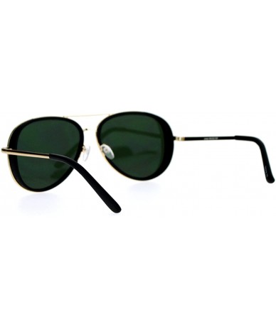 Aviator Flat Lens Aviator Sunglasses Unisex Designer Fashion Side Cover Frame - Gold Black - CF189LLIN02 $20.12