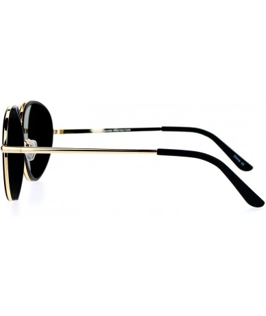 Aviator Flat Lens Aviator Sunglasses Unisex Designer Fashion Side Cover Frame - Gold Black - CF189LLIN02 $20.12