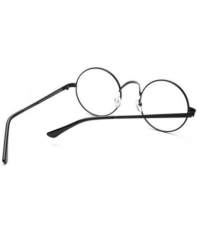 Round Round Clear Metal Frame Glasses - Circle Vintage Eye Glasses Retro Eyewear - Black - C118YM6CO9M $15.04