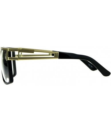 Rectangular Mens Clear Lens Fashion Glasses Flat Metal Top Square Rectangular Frame - Shiny Black - CU18DZ62LIX $20.63