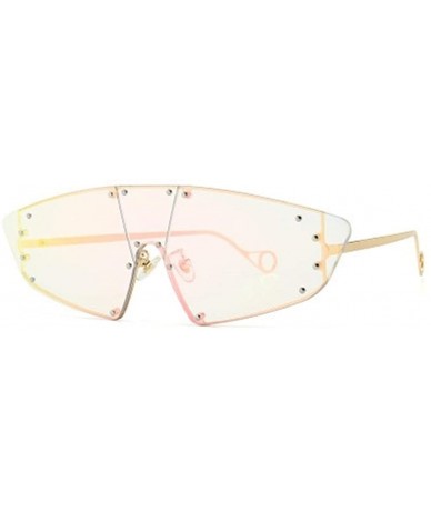 Oversized Trendy Oversized Sunglasses for Women Irregular One Piece Frame with Rivet UV Protection - C3 - CE190O6ESZI $19.13