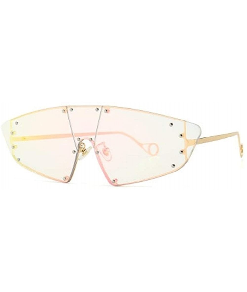 Oversized Trendy Oversized Sunglasses for Women Irregular One Piece Frame with Rivet UV Protection - C3 - CE190O6ESZI $19.13