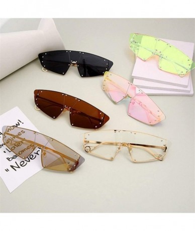 Oversized Trendy Oversized Sunglasses for Women Irregular One Piece Frame with Rivet UV Protection - C3 - CE190O6ESZI $19.13