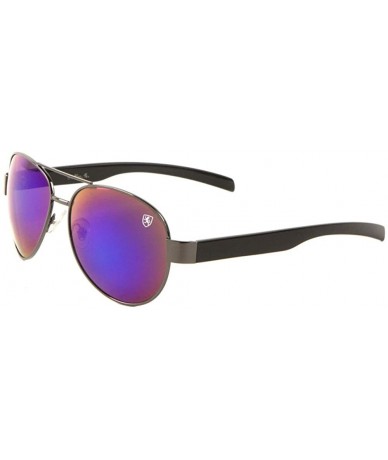 Aviator Color Mirror Straight Temple Classic Aviator Sunglasses - Purple Gunmetal - CN199H20R5C $35.39