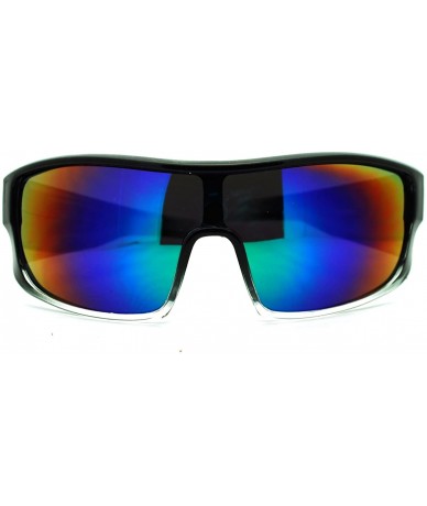 Sport Mens Robotic Futuristic Mono Lens Shield Oversized Sport Sunglasses - Black Clear - CD11KP5W88J $19.75