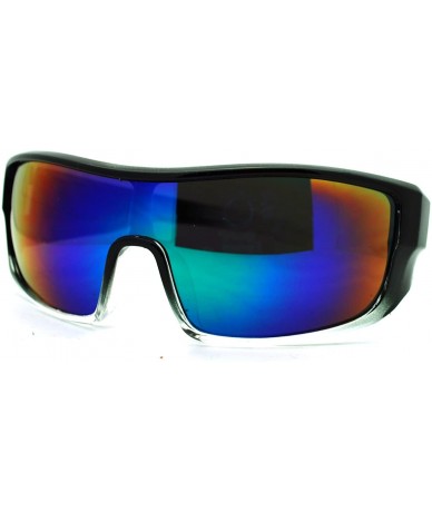 Sport Mens Robotic Futuristic Mono Lens Shield Oversized Sport Sunglasses - Black Clear - CD11KP5W88J $19.75