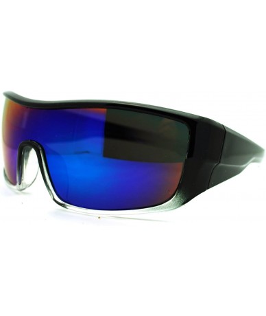 Sport Mens Robotic Futuristic Mono Lens Shield Oversized Sport Sunglasses - Black Clear - CD11KP5W88J $19.75