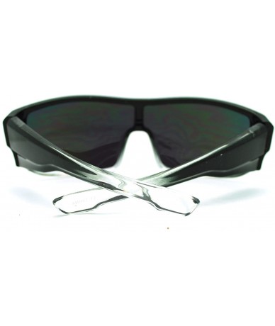 Sport Mens Robotic Futuristic Mono Lens Shield Oversized Sport Sunglasses - Black Clear - CD11KP5W88J $19.75