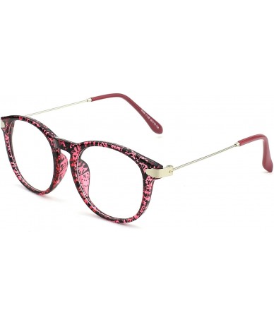 Oversized Fashion Horn Rimmed Keyhole Metal Temple UV400 Clear Lens Glasses - Purple Spot - C317Z3EXICH $18.49