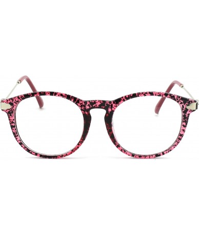 Oversized Fashion Horn Rimmed Keyhole Metal Temple UV400 Clear Lens Glasses - Purple Spot - C317Z3EXICH $18.49