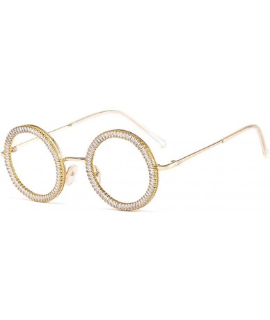 Goggle Fashion Round Pearl Decor Sunglasses UV Protection Metal Frame - Round Transparent Frame - CH190LCDM0Q $32.77