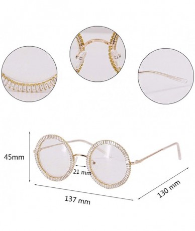 Goggle Fashion Round Pearl Decor Sunglasses UV Protection Metal Frame - Round Transparent Frame - CH190LCDM0Q $32.77