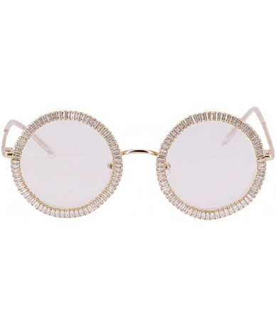 Goggle Fashion Round Pearl Decor Sunglasses UV Protection Metal Frame - Round Transparent Frame - CH190LCDM0Q $32.77