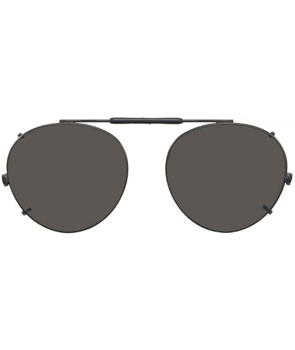 Round Visionaries Polarized Clip on Sunglasses - Round - Gun Frame - 50 x 45 Eye Size - C112N1ZYOTE $73.29