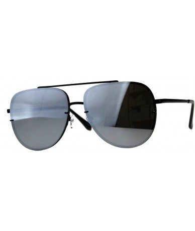 Rimless Mens Rimless Mirror Lens Officer Cop Metal Sunglasses - Black Silver - CJ18CIAL98C $26.03