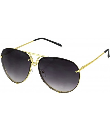 Aviator Aviator Poshe Black Brown Lens Twirl Metal Design Frames Sunglasses - Black - Gold - C412O3C5OGE $22.88