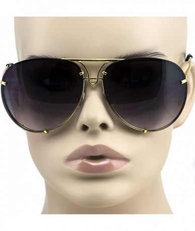 Aviator Aviator Poshe Black Brown Lens Twirl Metal Design Frames Sunglasses - Black - Gold - C412O3C5OGE $22.88