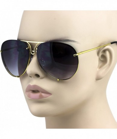 Aviator Aviator Poshe Black Brown Lens Twirl Metal Design Frames Sunglasses - Black - Gold - C412O3C5OGE $22.88