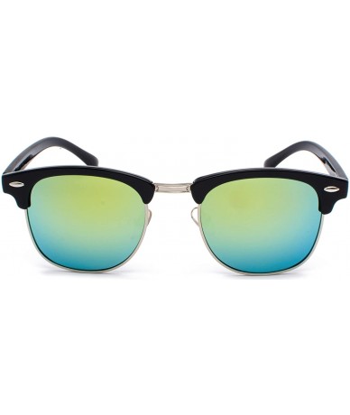 Round Classic Half Frame Sunglasses Fashion Eyeglasses for Men Women - Silver-green-blue - CK18SM26YCX $19.12