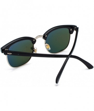 Round Classic Half Frame Sunglasses Fashion Eyeglasses for Men Women - Silver-green-blue - CK18SM26YCX $19.12