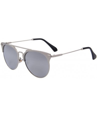 Goggle Women UV400 Cat Eye Mirror Sunglasses Classic Shades Double-Bridge Sun glasses - Silver - CQ17Z3DU369 $23.22