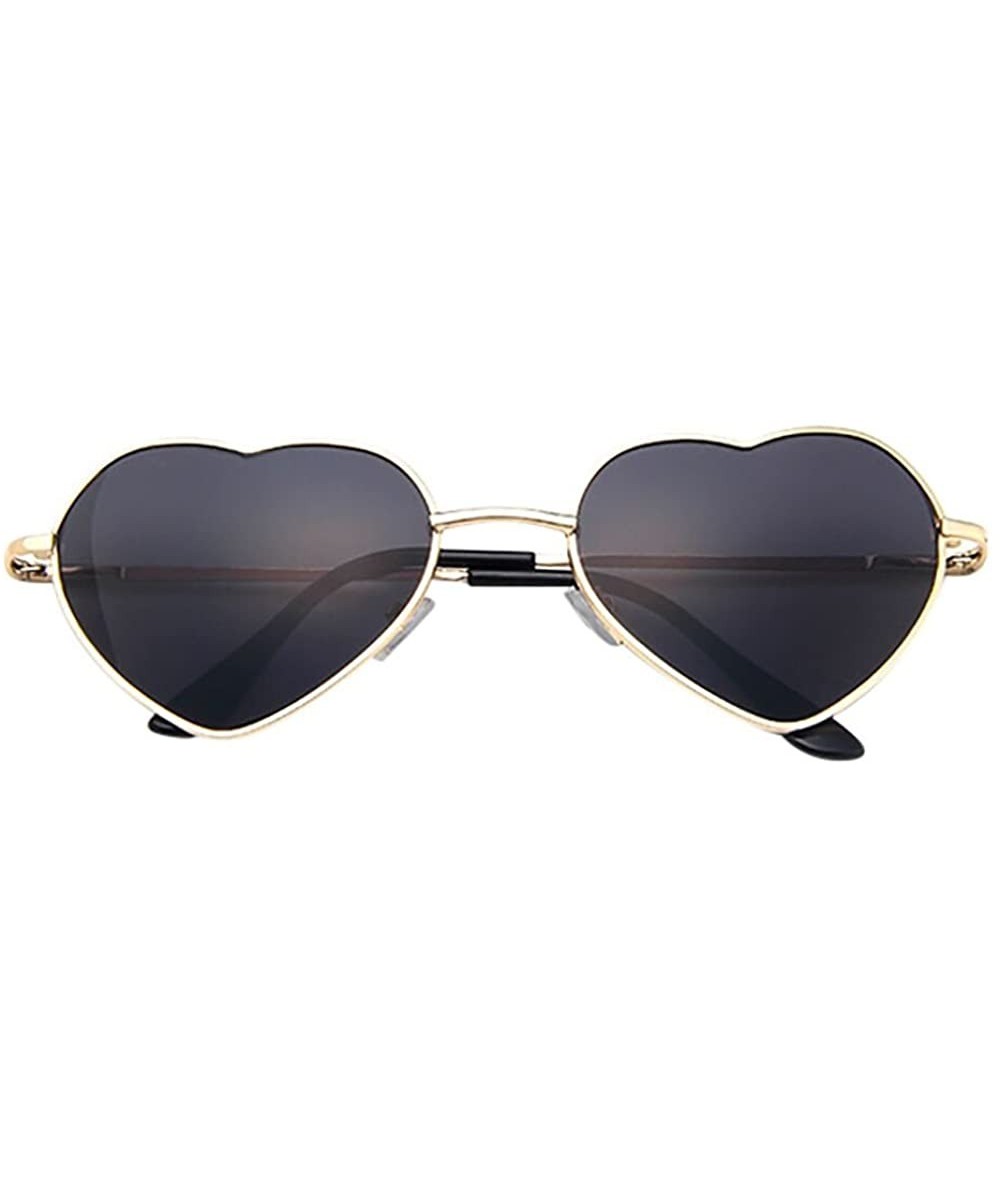 Rimless Mens Womens Metal Frame Ladies Heart-shaped Sunglasses Trendy Couple Sunglasses - E - CD196IXRY2S $18.51