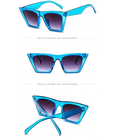 Goggle Fashion Women Men Summer Oversized Sunglasses Vintage Cateye UV400 Sun Glasses - Blue - CG18T89RSAA $18.17