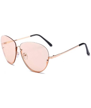 Rimless Fashion Oversized Rimless Sunglasses Women Clear Lens Glasses - E - C618S7R8EE6 $16.78