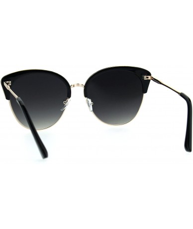 Cat Eye Womens Oversize Cat Eye Half Rim Chic Fashion Sunglasses - Black Gold Smoke - CC1852Z7US6 $23.96