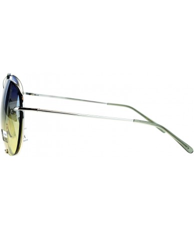 Rimless Womens Retro Rimless Oversize Luxury Designer Pilot Sunglasses - Blue Yellow - CA12O30T4VF $24.33