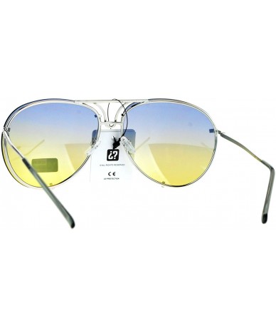 Rimless Womens Retro Rimless Oversize Luxury Designer Pilot Sunglasses - Blue Yellow - CA12O30T4VF $24.33