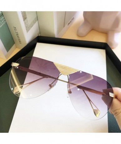 Oversized Oversized Pilot Sunglasses for Women Big Frame Shades UV400 - C7 Grey Pink - CD1906D8NM3 $23.12