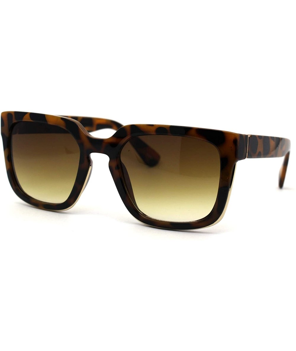 Rectangular Mens Squared Fashion Squared Rectangle Keyhole Plastic Sunglasses - Solid Tortoise Brown - C21985IRC4A $19.84