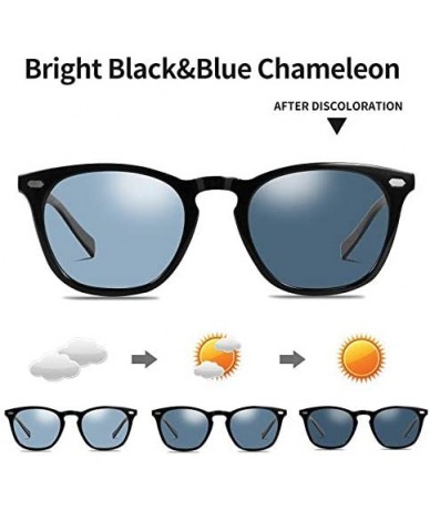 Rimless Polarized Photochromic Driving Sunglasses For Outdoor Sport-100% UV400 Protection - Bright Black&blue Chameleon - CD1...