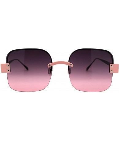 Square Womens Half Rim Rimless Style Square Sunglasses Vintage Retro Fashion - Pink Black (Smoke Pink) - CX18Y4Z09CI $22.35